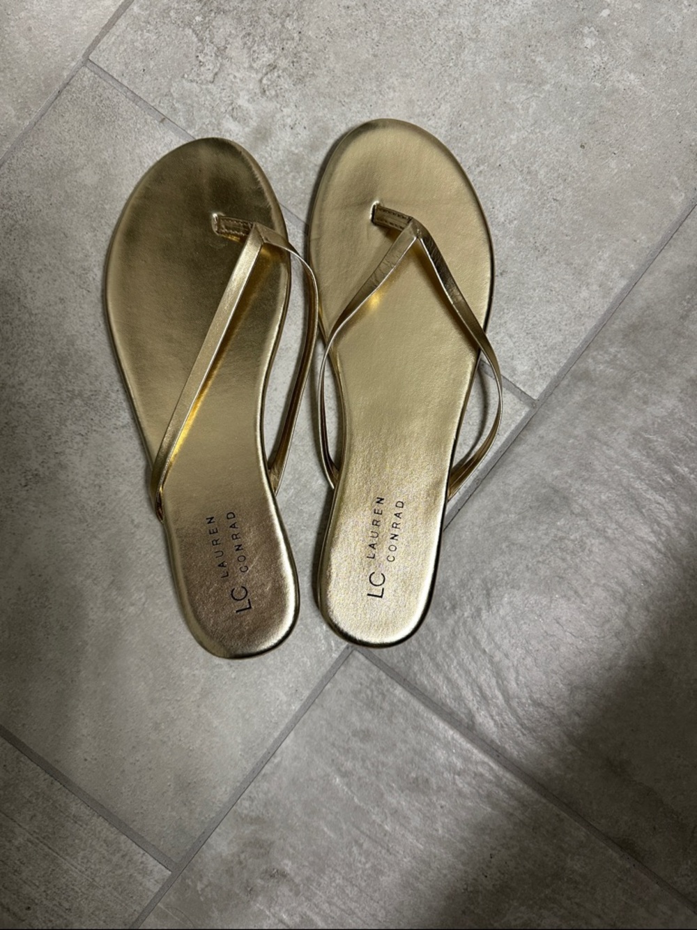 NWOT LC Lauren Conrad Metallic Gold Thong Sandals